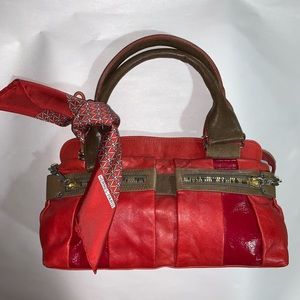 HERMÈS red silk GAVROCHE style scarf STIRRUP PRINT